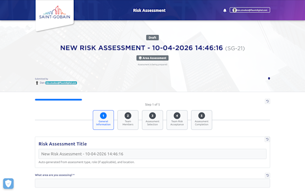Screenshot of Saint Gobain Risk Assessment Tool