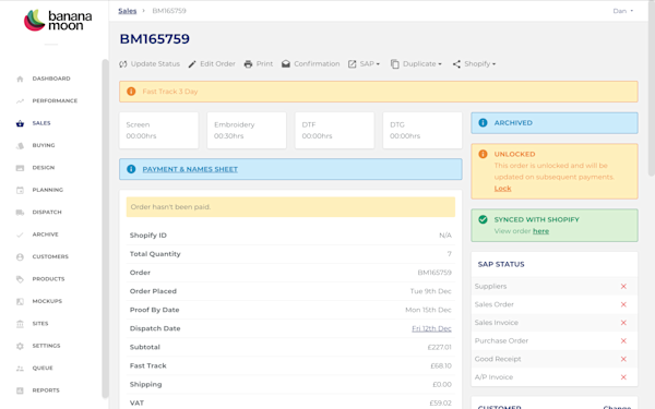 Screenshot of Back Office