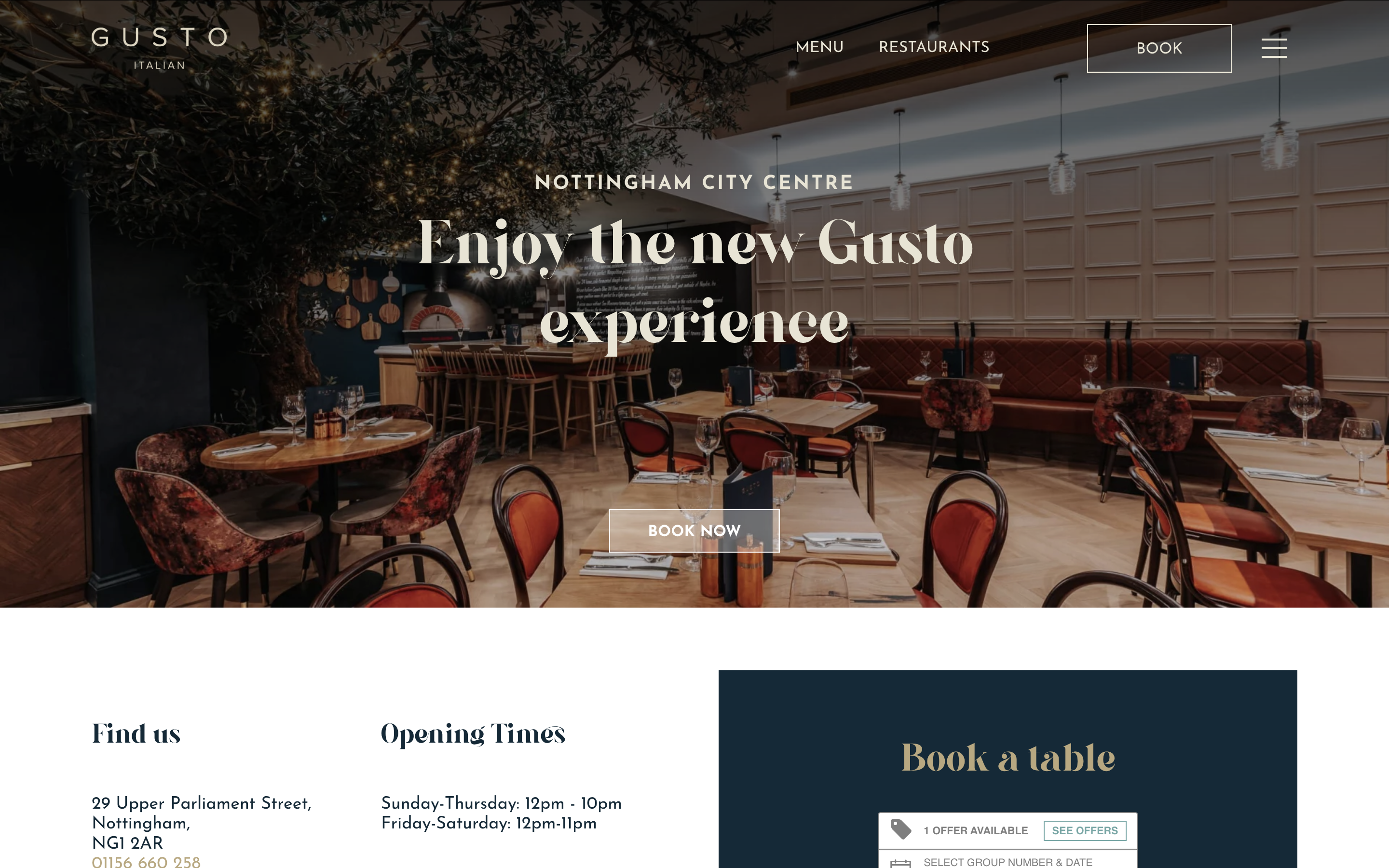 Screenshot of Gusto Restaurants