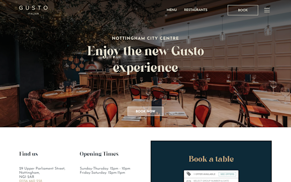 Screenshot of Gusto Restaurants