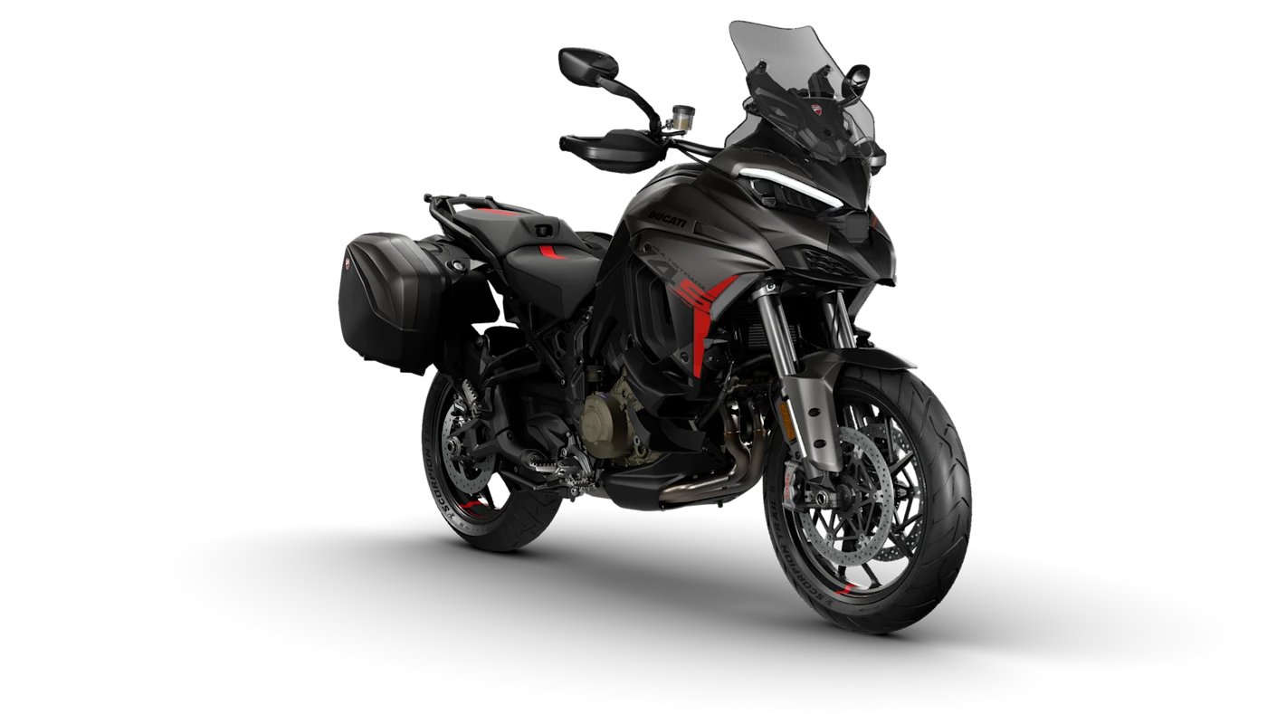 Ducati Multistrada V4 S Grand Tour, side view with side cases