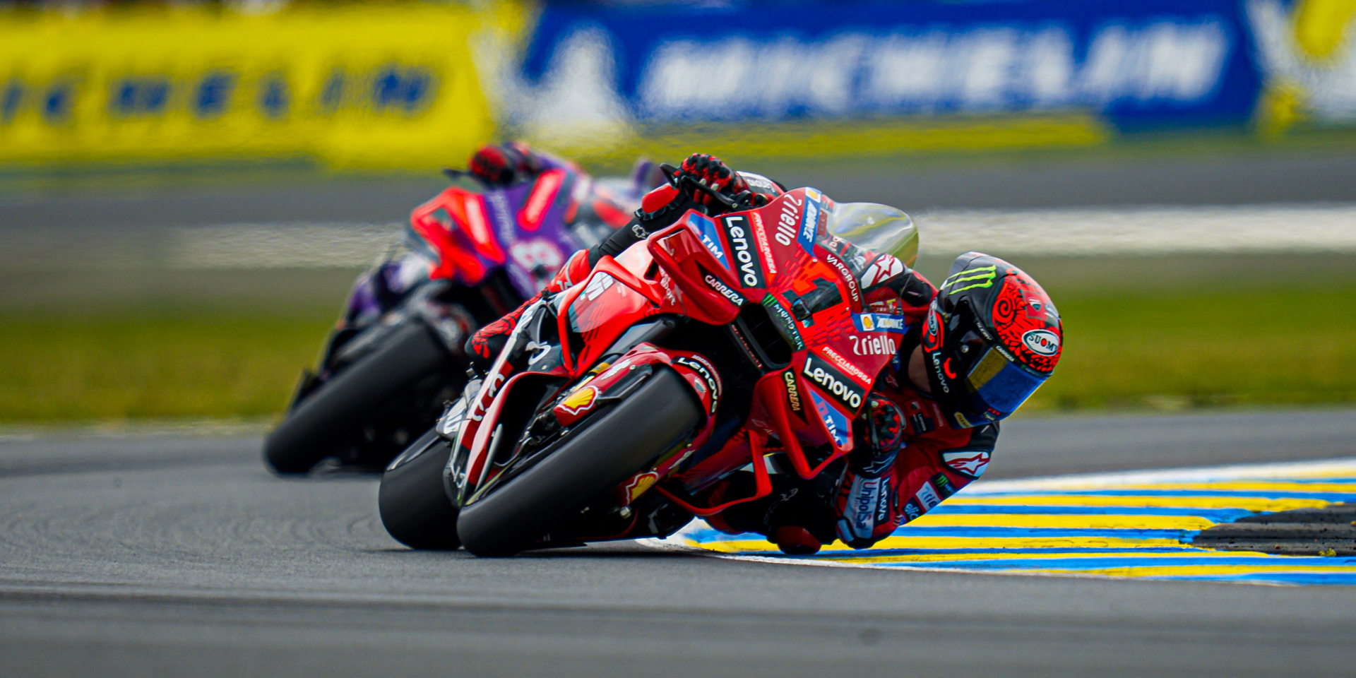 Podium for Bagnaia and the Ducati Lenovo Team at Le Mans. Fourth place ...