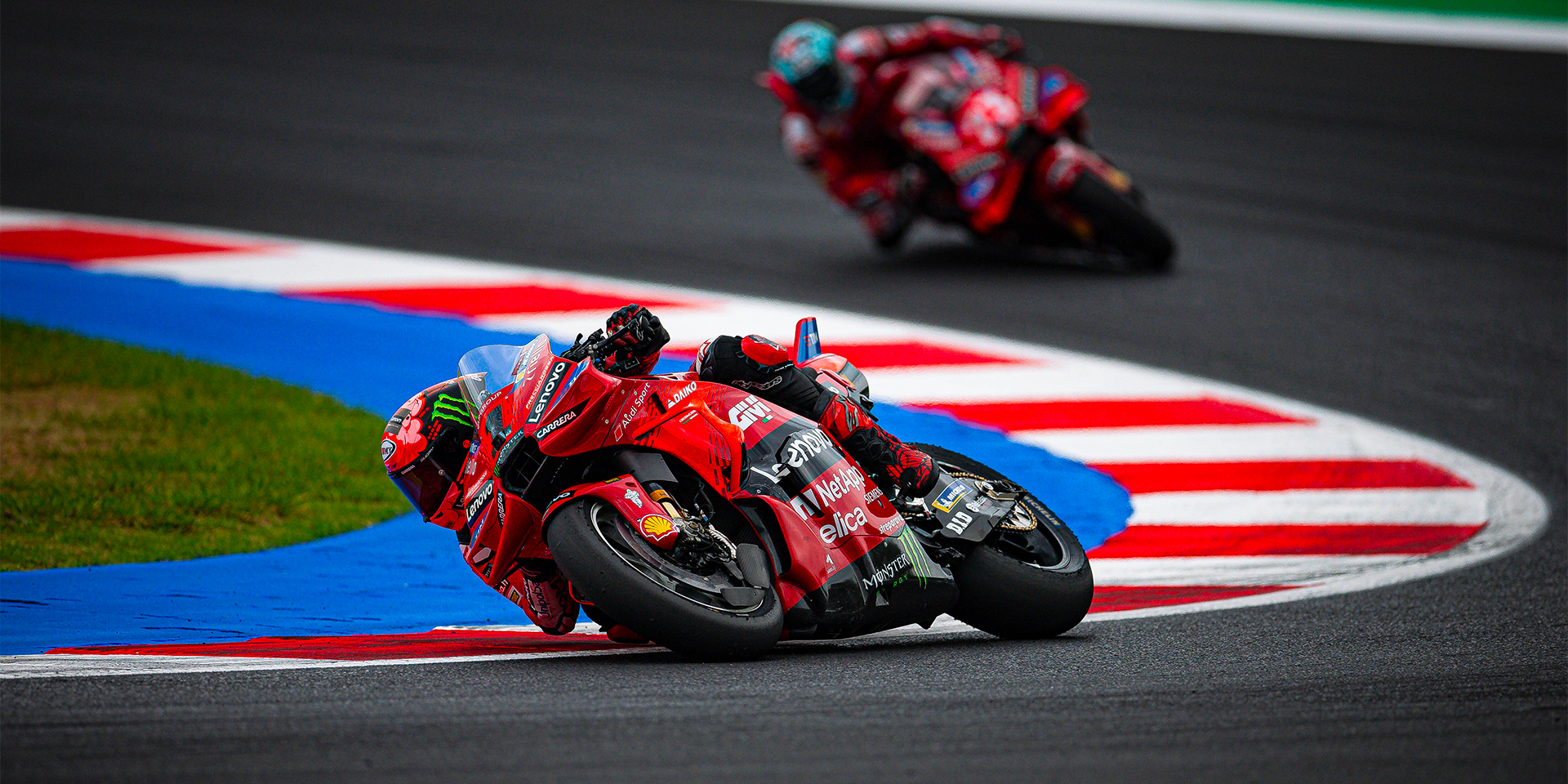 The Ducati Lenovo Team riders on the podium in Misano race: Francesco ...