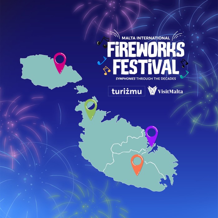 Map of fireworks in Malta International Fireworks Festival