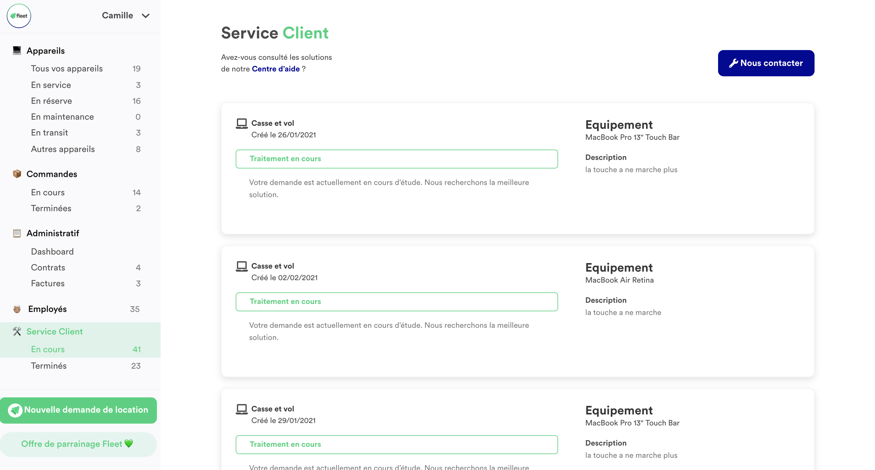 Service client