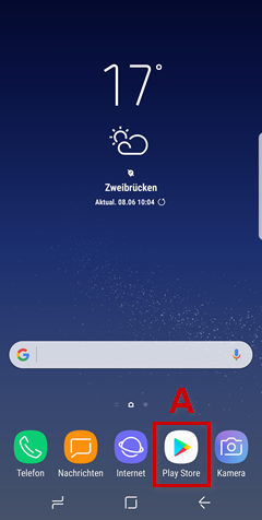 Auf dem Startbildschirm ist die Play Store-App hervorgehoben