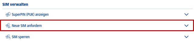Neue SIM im 1&1 Control-Center anforden