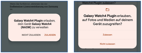 Samsung Galaxy Watch4 erlauben auf Fotos und Medien zuzugreifen.