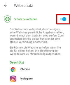 Schutz beim Surfen aktivieren