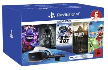 Produktbild des Mega Packs, VR-Brille und Spiele sind auf der Verpackung abgebildet