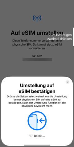 Übertragung auf anderem iPhone bestätigen