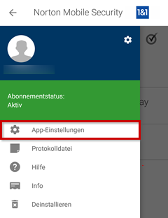 Rahmen um App-Einstellungen