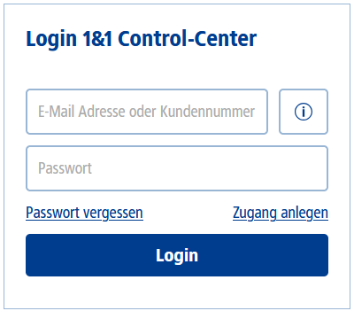 Login im 1&1 Control-Center