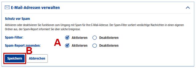 Spam-Schutz im 1&1 Control-Center einstellen