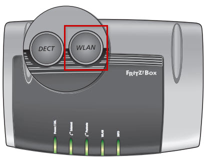 "WLAN-Taste" durch Zoom hervorgehoben und mit rotem Rand gekennzeichnet.