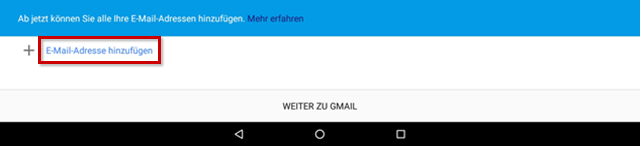 Gmail-App: E-Mail-Adresse hinzufügen hervorgehoben