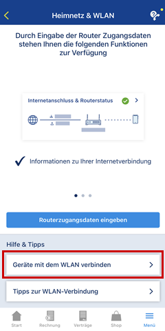 Geräte mit dem WLAN verbinden hervorgehoben