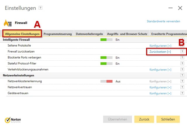 Firewall zurücksetzen