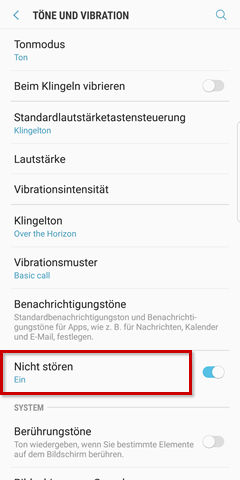 Töne und Vibration: Nicht stören herorgehoben