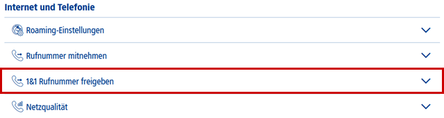 Internet & Telefonie, Rufnummer freigeben