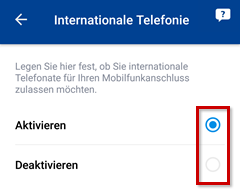 Internationale Telefonie aktivieren oder deaktivieren