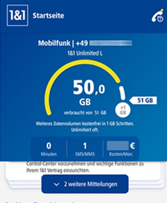 Das aktivierte Datenvolumen wird addiert