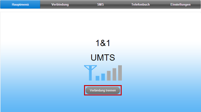 Benutzeroberfläche mit Rahmen um den Button Verbindung trennen.