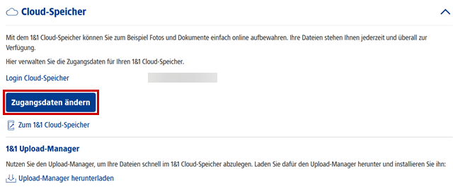 Cloud Speicher Auswahl E-Mail-Adresse