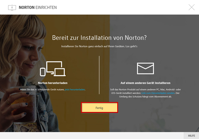 Fertig-Button hervorgehoben