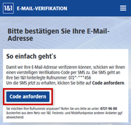 Code für die E-Mail-Verifikation anfordern