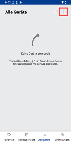 Hinzufügen-Symbol in der 1&1 Smart Home App