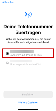 Telefonnummer auswählen