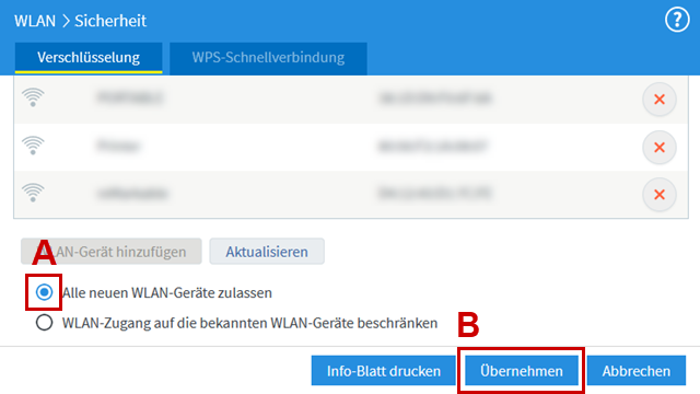 WLAN-Zugang für neue Geräte
