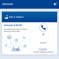 Startseite der Control-Center-App mit Heimnetz & WLAN-Kachel