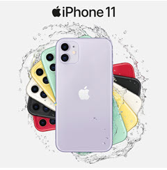 Produktbild des iPhone 11 in allen erhältlichen Farben als Fächer angeordnet