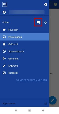 Menü in der 1&1 Mail-App