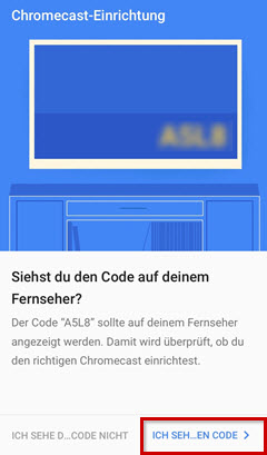 Google Home App: Code bestätigen, Ich sehe den Code markiert