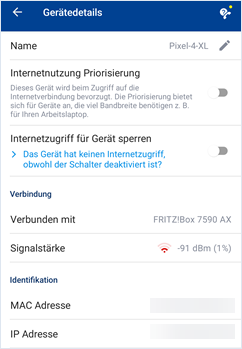 Heimnetz & WLAN Gerätedetails