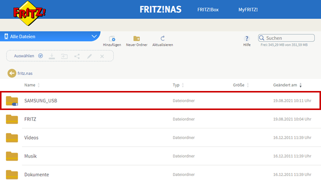 Inhalte FRITZ!NAS