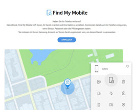 Screenshot vom der Startseite der App "Find My Mobile"