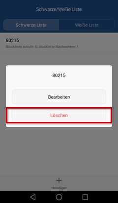 Blockierte Nummer entfernen