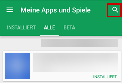 Das Lupen-Icon zur Suche ist hervorgehoben