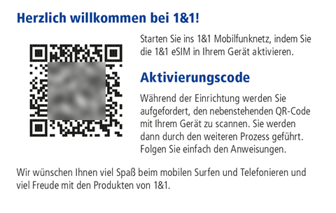 1&1 Aktivierungscode Mobilfunktarif