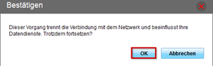 Fenster zur Bestätigung mit Rahmen um OK