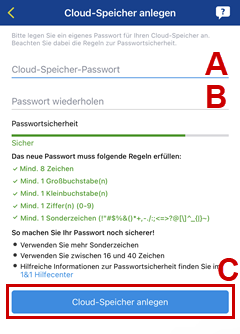 Cloud-Speicher-Passwort vergeben