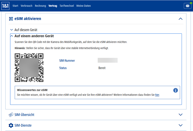 QR-Code unter auf einem anderen Gerät.