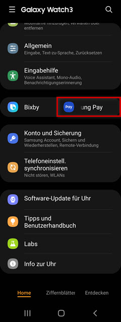 Galaxy watch 3 online pay app