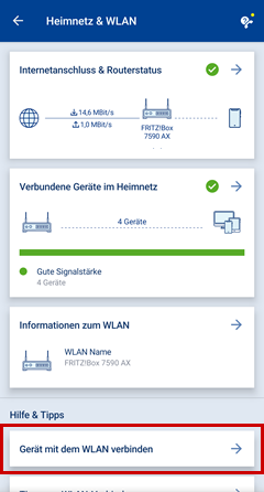 Gerät mit WLAN verbinden auswählen