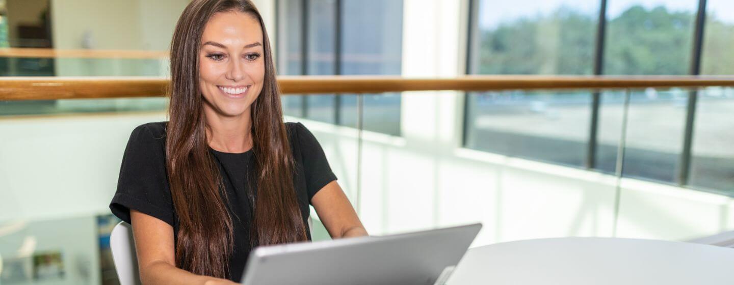 Student working on a laptop