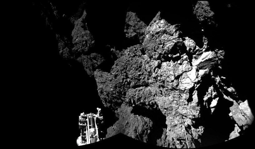 The view from the Philae lander of the surface of comet 67P (credit: ESA)